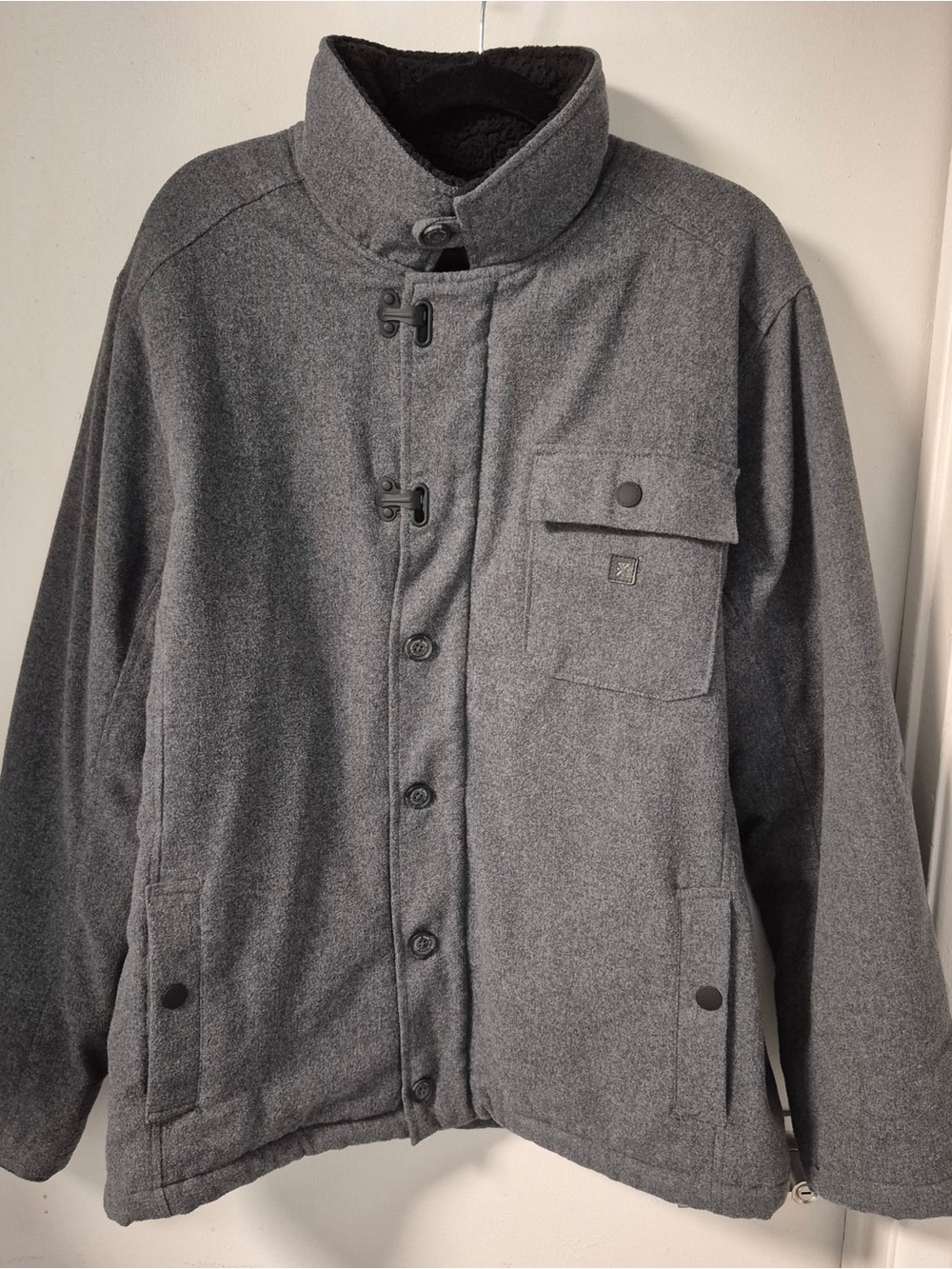 Roark Gray Military-Style Field Jacket with High Collar